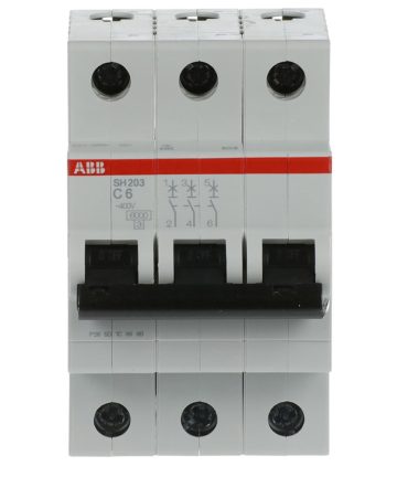 MINI INTERRUPTOR 3P CURVA 6A SH200T ABB SH203TC6